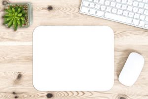 mouse pad mock up. office desk with keyboard and mouse